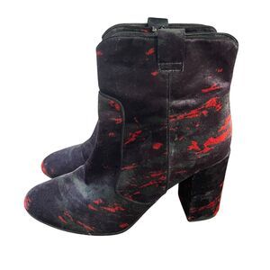 Anthropologie Bruno Premi Velvet Ankle Boots Womens Size 41/9.5 Camo Casual